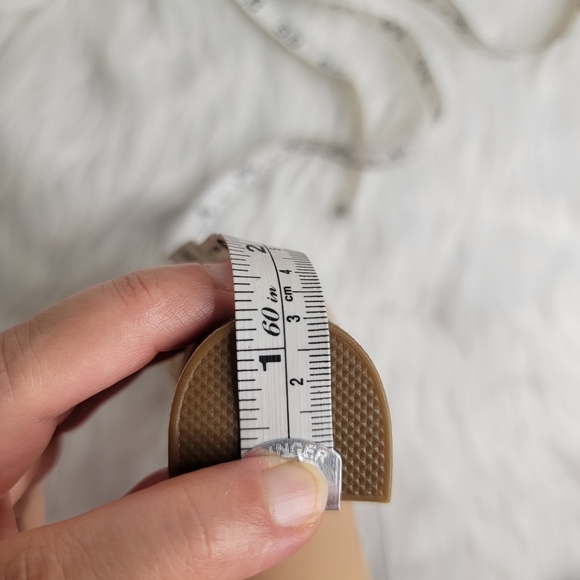 Nude suede heels chunky heel open toe. - Picture 10 of 10